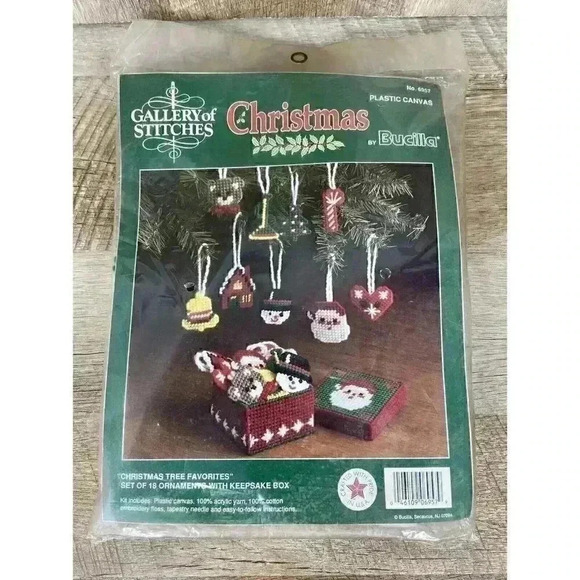 Bucilla Gallery of Stitches Christmas 18 Ornaments w/ Keepsake Box Craft Kit NEW - Picture 2 of 6